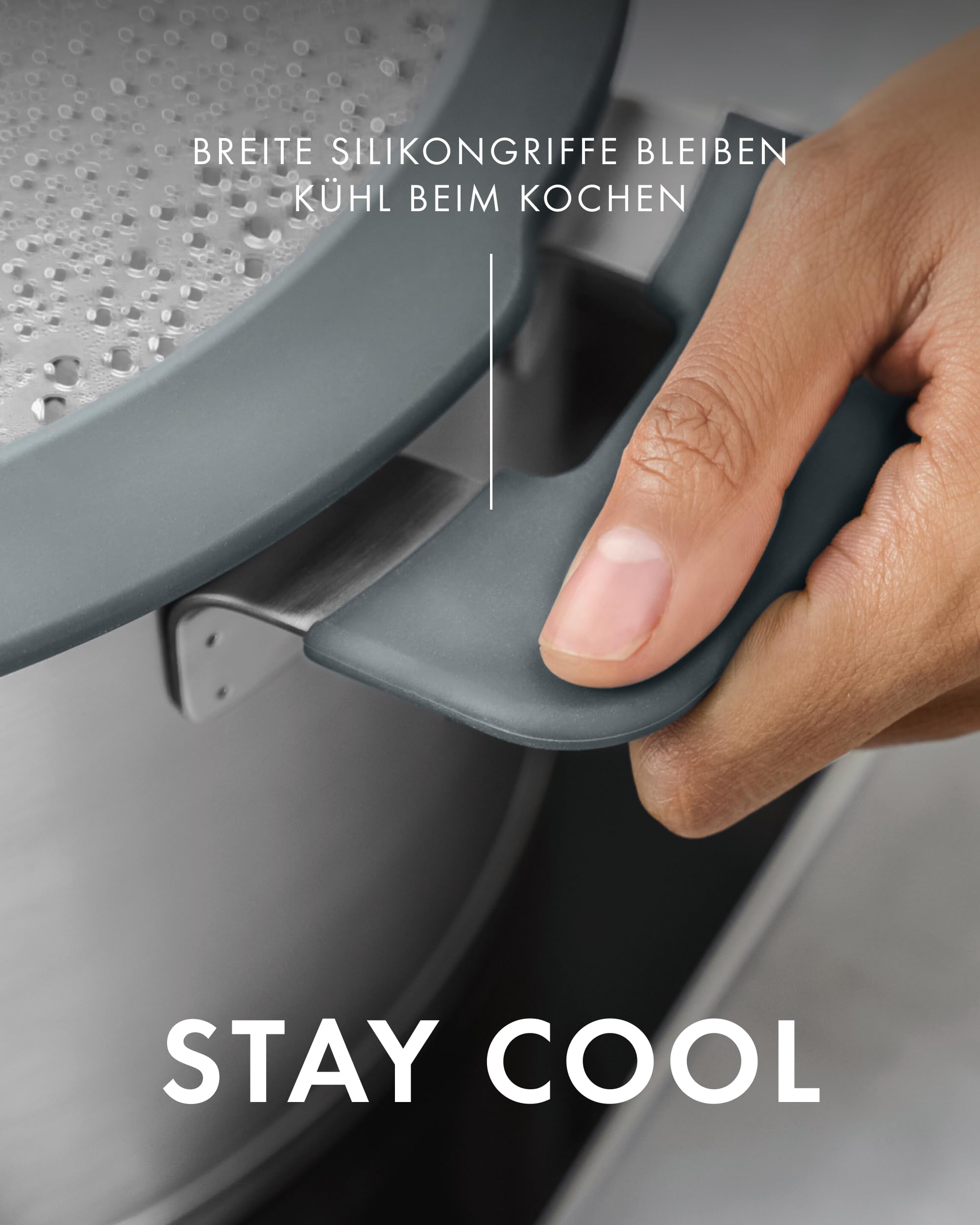 ZWILLING Simplify Kochtopf-Set 5-teilig, Integriertes Sieb, Induktion, Grau | Ausgießfunktion, Stay-Cool-Griffe, Edelstahl