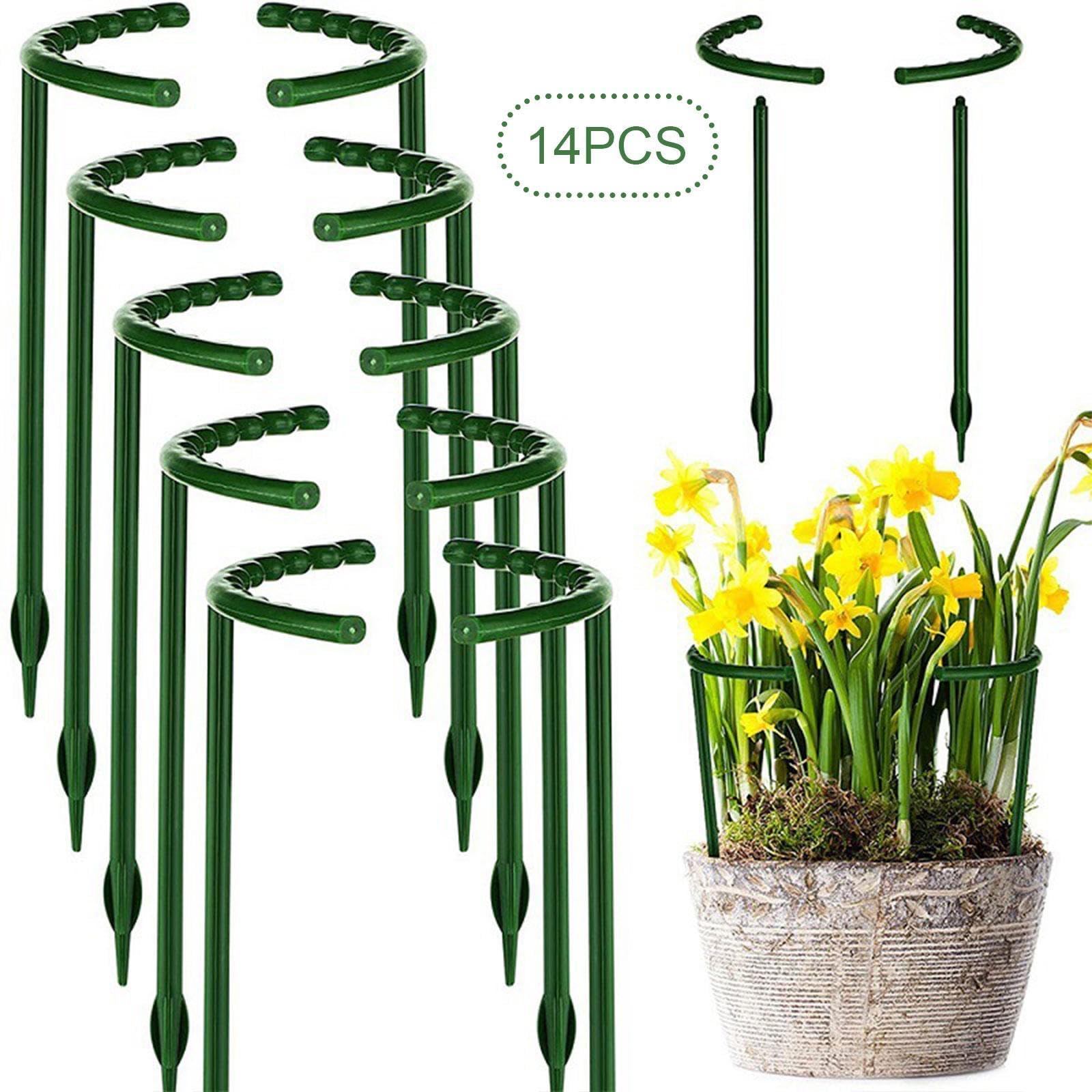 ATORSE 14 picchetti di supporto per piante da giardino, bonsai, piccoli bastoncini semicircolari da esterno, 14 x 24 cm, per cortile, giardino e vita all'aperto, forniture per giardinaggio, cura delle