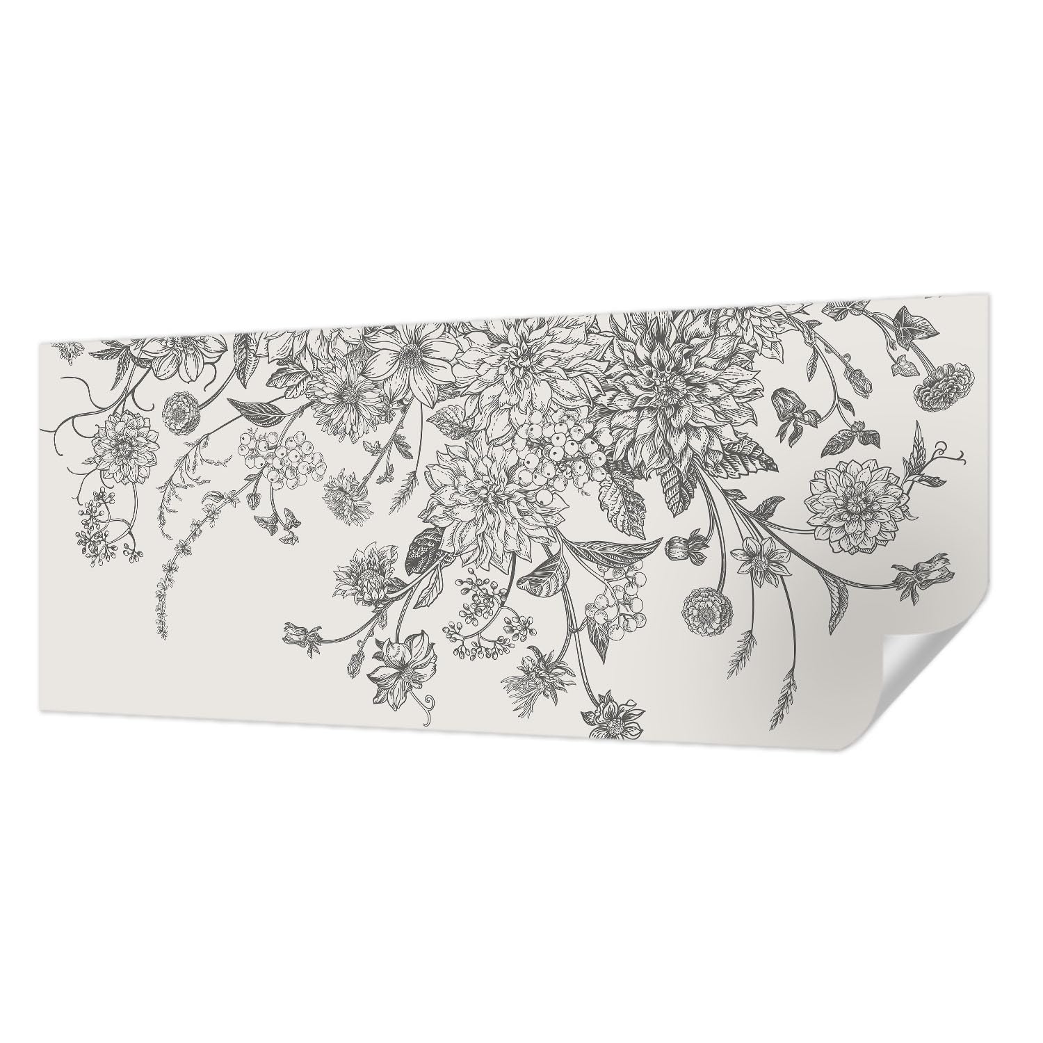 Papier peint adhésif haute qualité panoramique salon motif floral