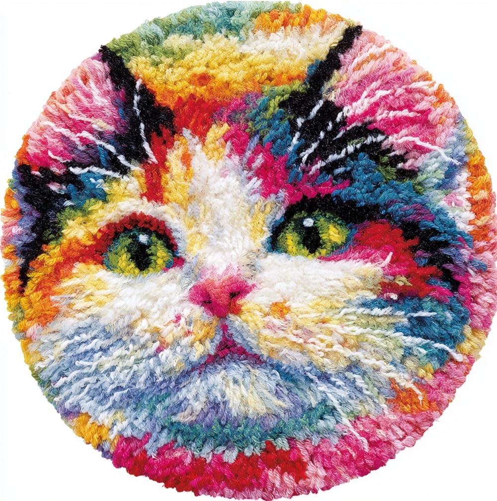 kitphoenix Rug Making Kit for Adults Smiling Cat