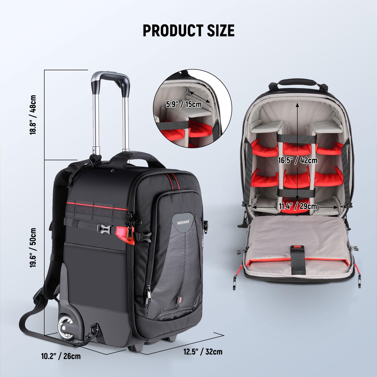 【新品未開封】NEEWER 車輪付きカメラバックパック　NW8903 2WAY Amazon.co.jp: Neewer 2-in-1車輪付きカメラバック 荷物用ケース