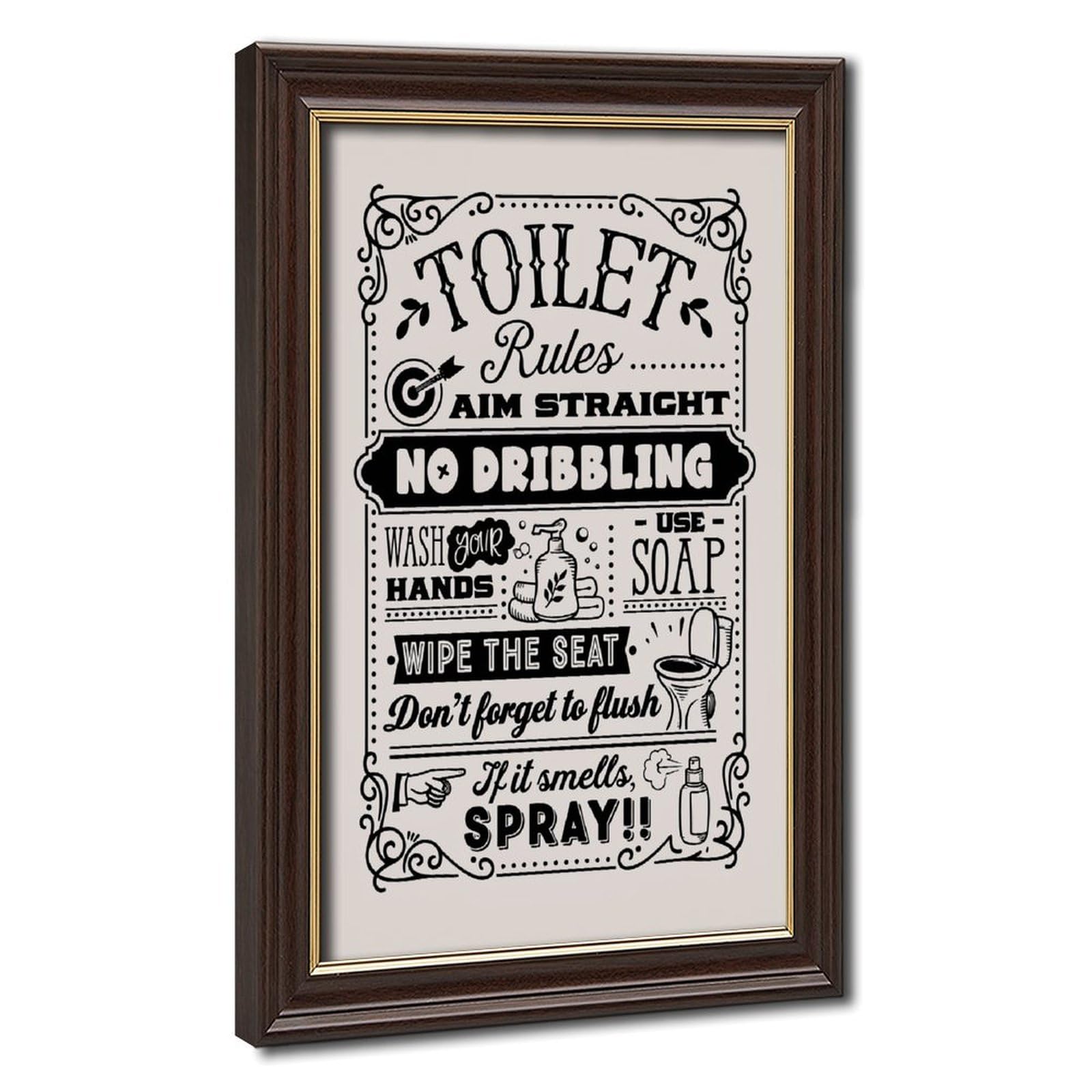 AYINUER Toilet Rules Aim Straight Canvas Poster for Dorm Room Decor Gift