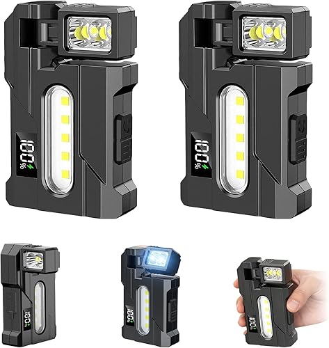 Linterna G5 EDC de 1200 lúmenes, 2 mini luz recargable súper brillante con imán giratorio, 3 modos de luz dual, linterna de bolsillo portátil con