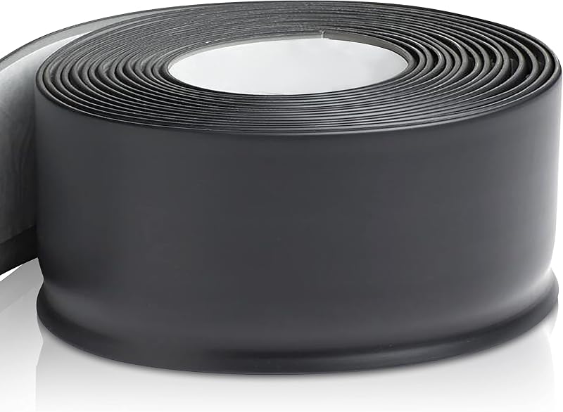Base de pared de vinilo negro PRO Flex de 6 pulgadas x 80 pies – Adhesivo súper fuerte para despegar y pegar – Moldura/zócalo ideal para sala de estar, cocina, oficina y más – Base de piso de vinilo duradera y flexible