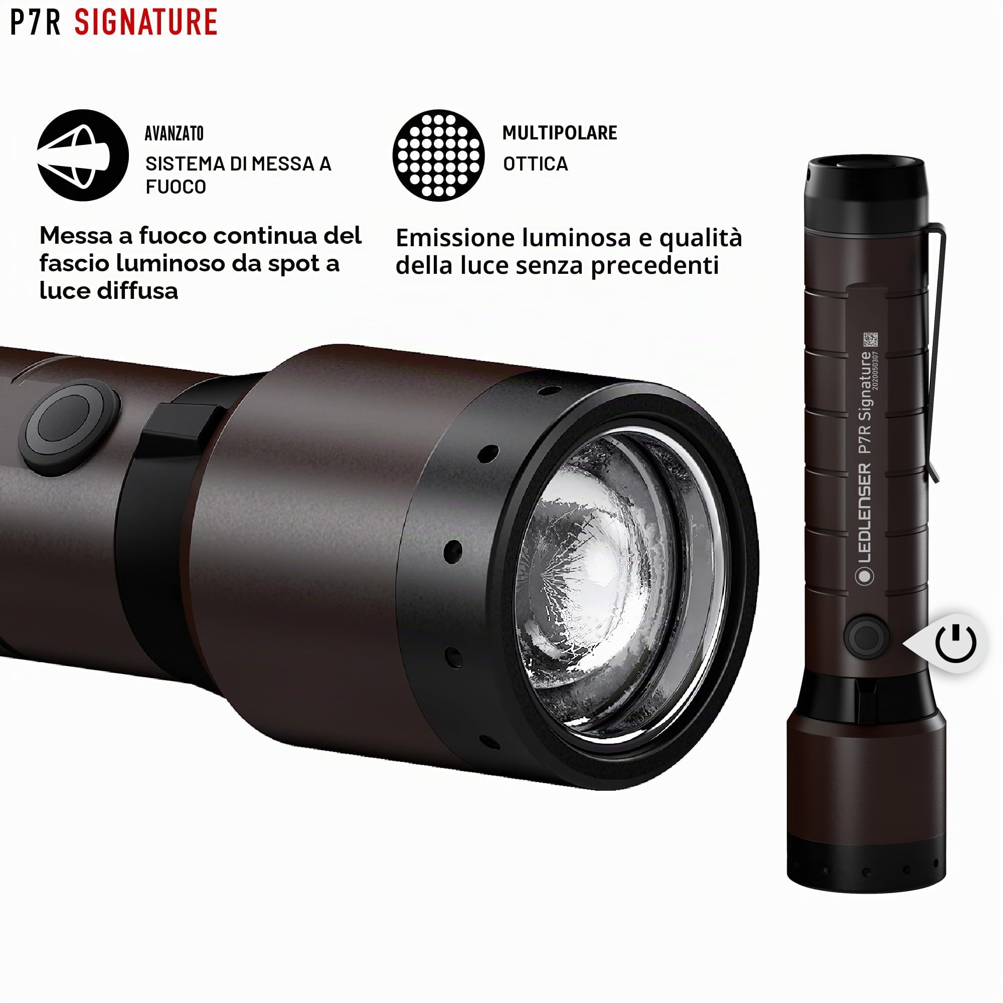 Ledlenser P7R Signature Torcia Ricaricabile, 2000lm, Portata 330m, IP68