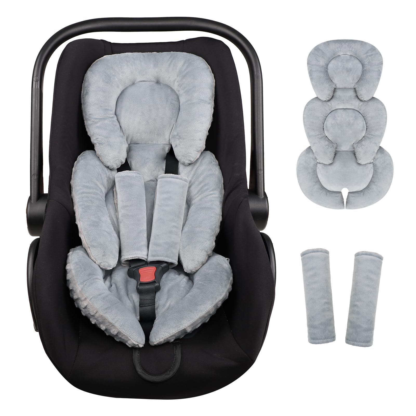 Infant Car Seat Insert Head and Body Support, GFU Reversible Newborn Insert for Carseat with Strap Pads, Soft Stroller Cushion Pillow Insert for Boys