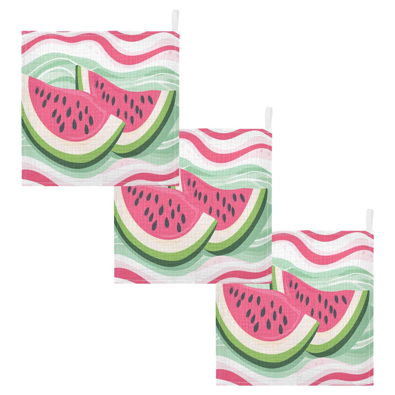 YETTASBIN Watermelon Muslin Baby Hand Washcloths Soft Cotton Bath Face Towel 4 Layers Extra Absorbent Feeding Burp Cloth