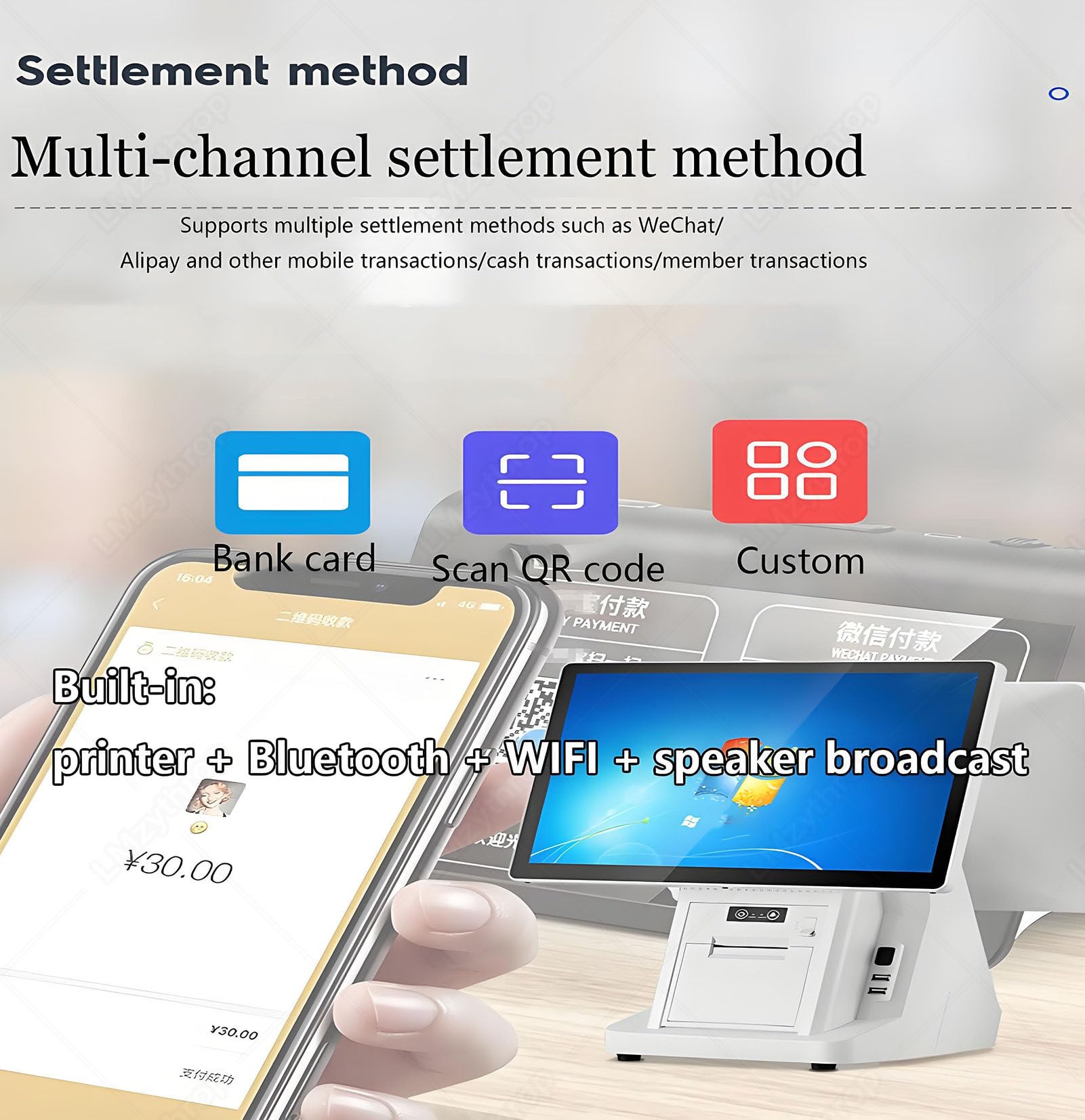 Kasy Fiskalne z Drukarką ParaGOnów I Wieloma Portami,Kasy Fiskalnej SingleScreen-80mmPrinter | 8+256GB,‌15,6-Calowy Ekran Dotykowy,Kasy Fiskalnej dla Sklepów Spożywczych,Odzieżowych,Restauracji