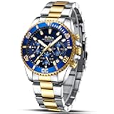 Mens Watches Chronograph Stainless Steel Waterproof Date Analog Quartz Watch Business Wrist Watches for Men