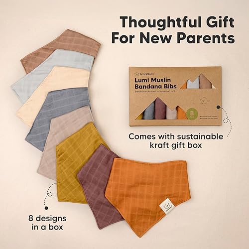 Miniatura 7 de KeaBabies Paquete de 8 baberos de muselina para niños y niñas, baberos de muselina bandana para bebés, niñas y niños, babeo recién nacido, dentición