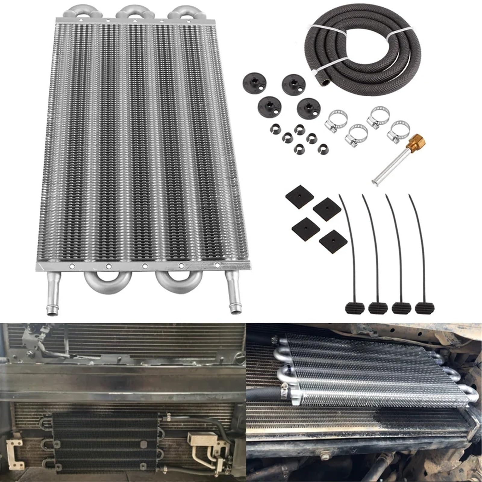 Kit Radiatore Olio A 4 File, 6 File, 8 File, Radiatore In Alluminio, Piastra Di Trasmissione Per Auto E Alette, Radiatore Olio, Convertitore Radiatore Transmission Oil Cooler(8 Row Silver)