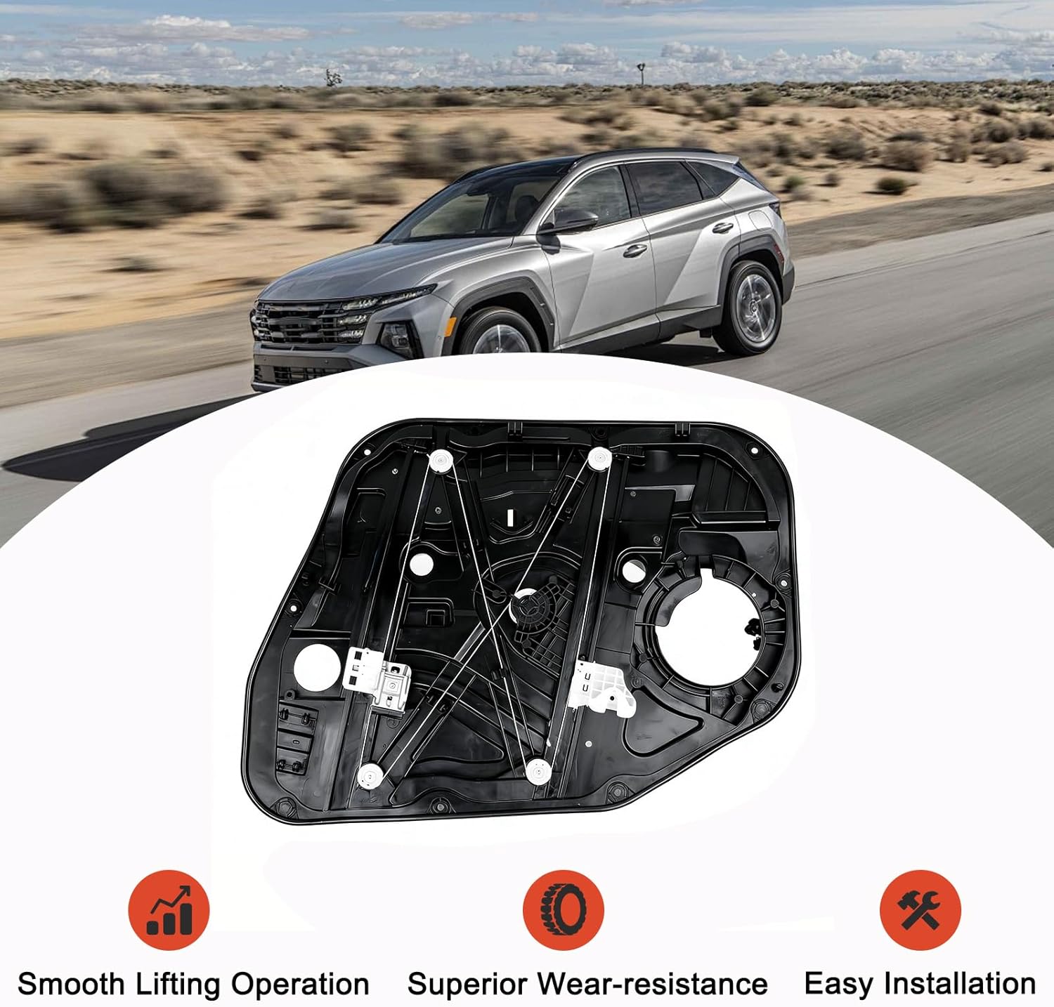 Front Left Window Regulator Without Motor Compatible with Hyundai 2016 2017 2018 2019 2020 Tucson Front Left Driver Side Window Regulator Replace# 82471-D3011 82471-D3010