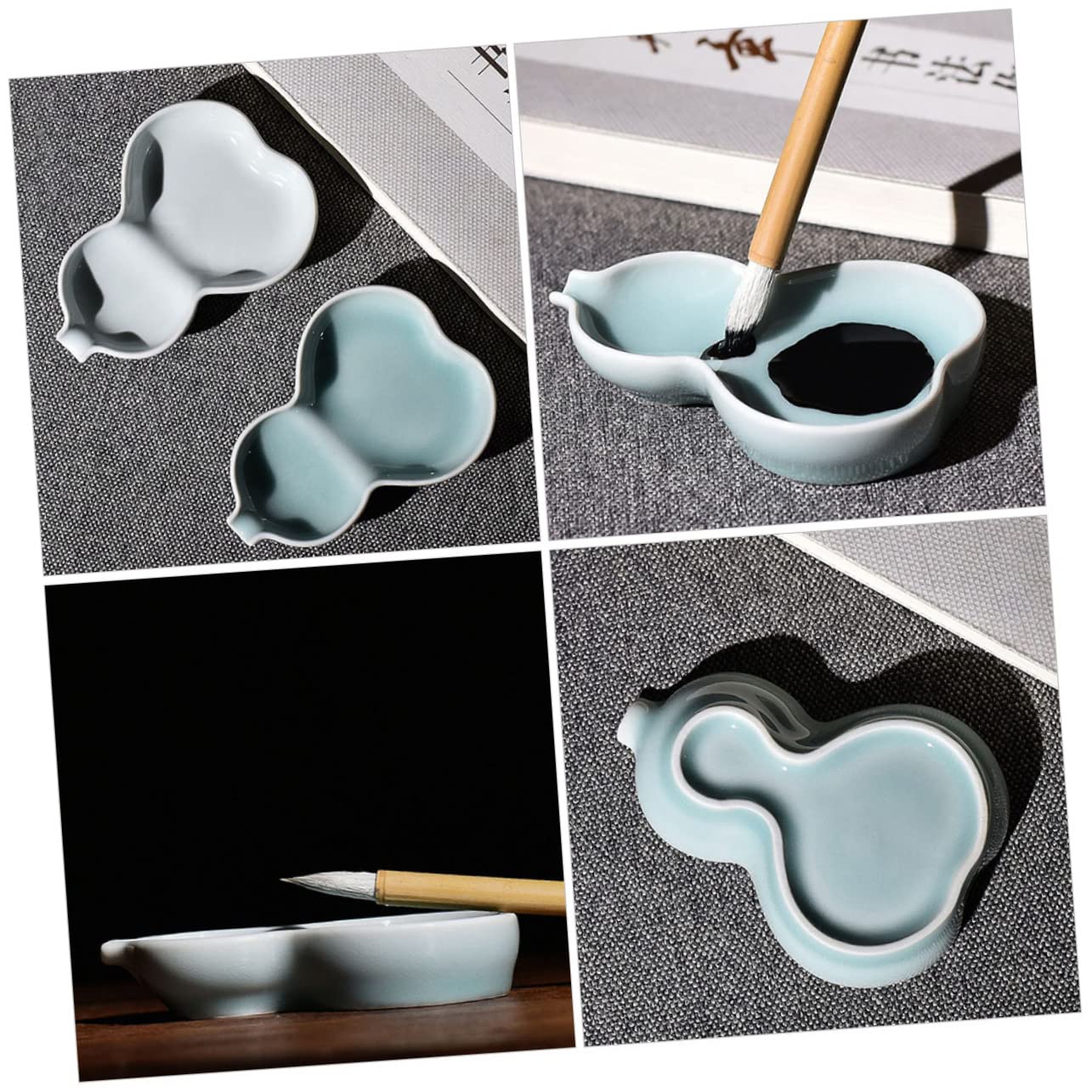 3stücke Gourd Shape Wasser Tintenteller Für Chinesische Kalligrafie Praktische Und Kreative Ink Dish Für Kalligrafie-zubehör Und Studentennutzung Leicht Und Tragbar