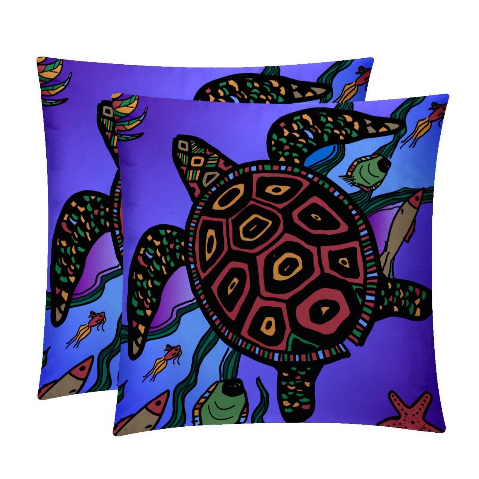 TDGKPZ Turtle Throw Pillow Covers 2 Pack Pillowcases Soft Cozy Pillow Cases For Couch Bed Sofa 45x45cm