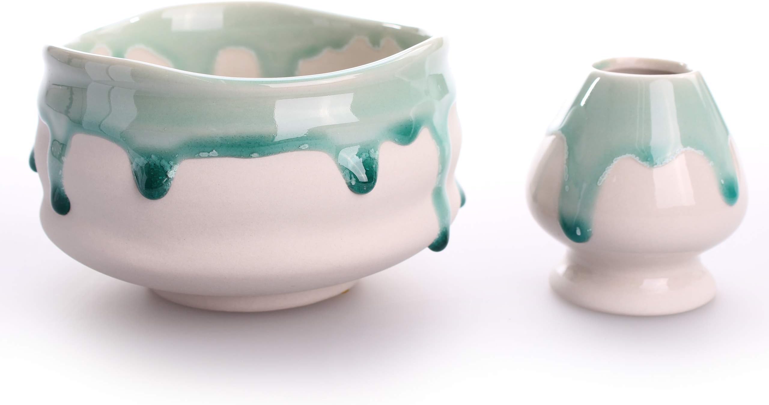 Goodwei Japanese Matcha Ceremonial Tea Bowl 15oz, 4.7 in. (incl. Whisk Holder, Suiteki)