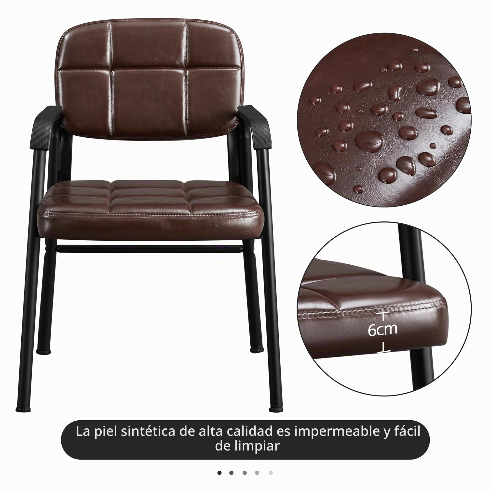 Yaheetech Juego de 2 Sillas de Reuniones Sillas de Oficina en Marrón | Respaldo Ergonómico, Escritorio, Silla de Recepción sin Ruedas, Sillón para Conferencia, Sala de Espera, MAX Capacidad 135 KG