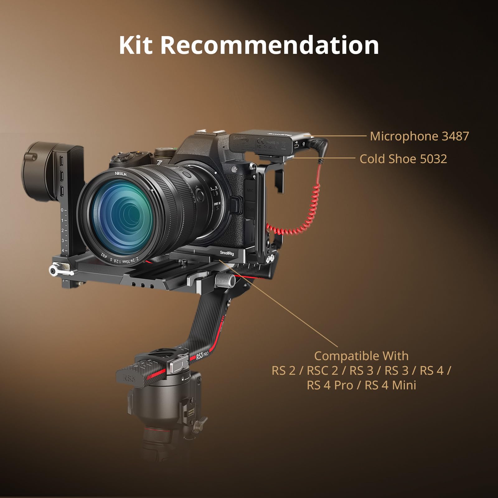 SMALLRIG Supporto L per Nikon Z5 II, Z5, Z6, Z6II, Z7, Z7II, piastra L ARCA-Swiss, interfaccia QD, fori 1/4"-20, attacco flash, fessure cinghia - 5256