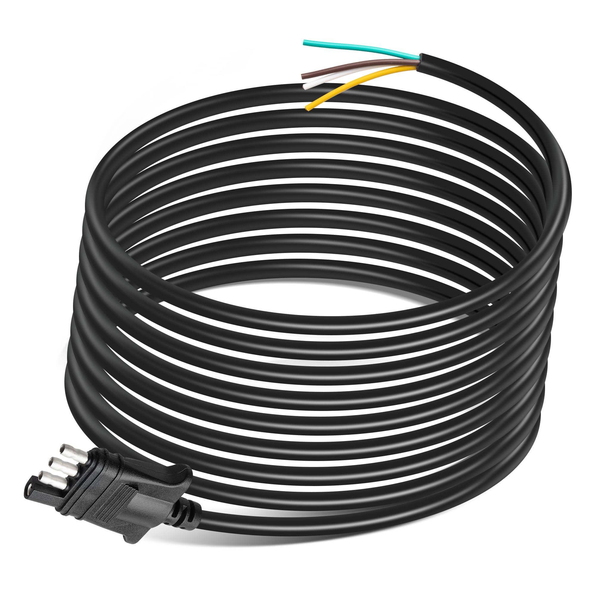 Oyviny 4-Pin Flat Wiring Harness 20 Feet Jacketed Cable Trailer-Side Standard 4 Way Trailer Adapter 18AWG Pure Copper Color-Coded 4 Pin Trailer