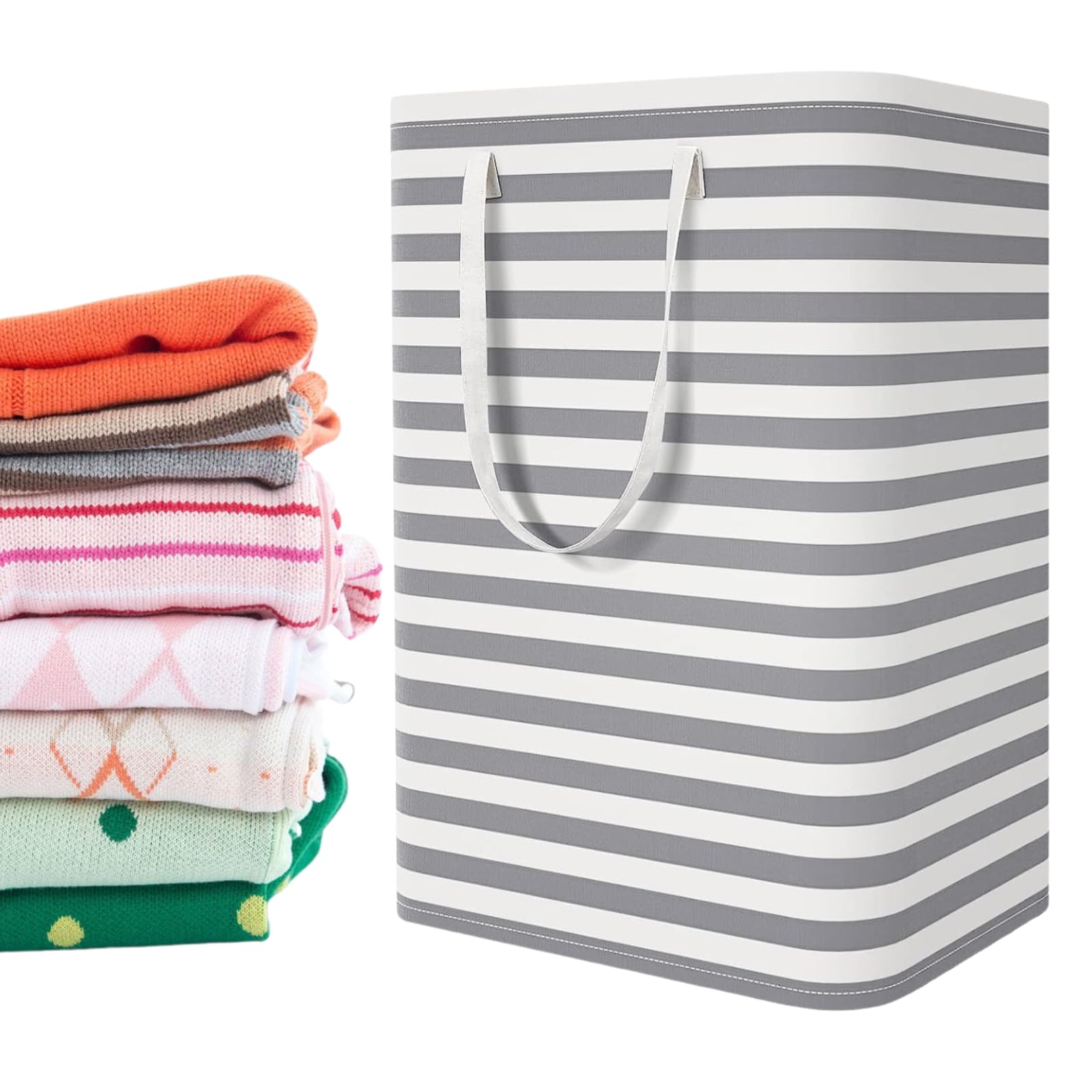 CESTO SACCO PORTABIANCHERIA BAGNO CON MANICI IN TESSUTO ROMBI 10523 - Foto 6