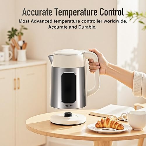 Miniatura 8 de Mecity Electric Kettle 1.7L Touch Screen Temperature Control Water Boiler, No Plastic Contact with Water. 6 Presets For Tea and Coffee, 2 Hours Keep