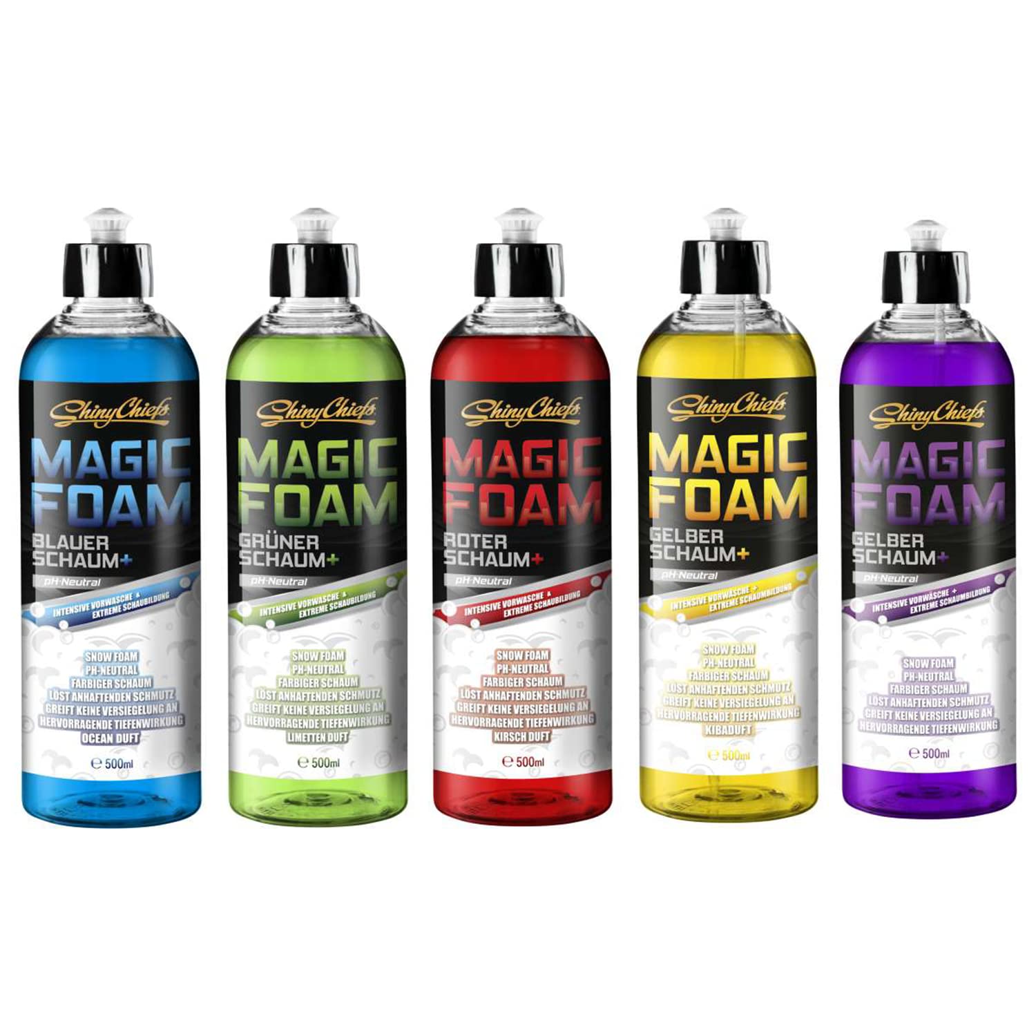 ShinyChiefs MAGIC FOAM SET für Autoenthusiaste zur intensiven Vorwäsche - pH-neutrales Lackschönungs-Shampoo mit starkem