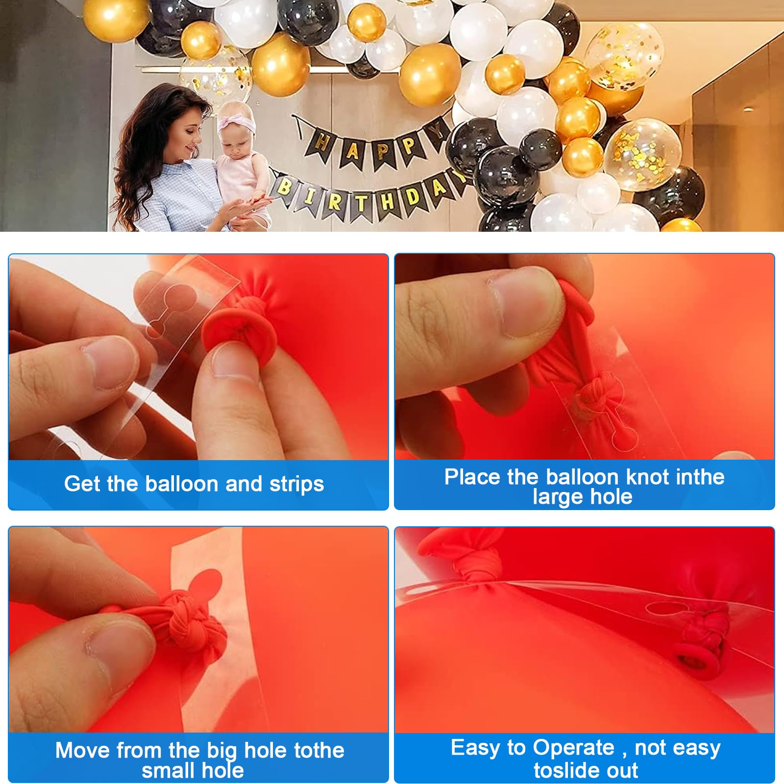 SHULLIN Lot De 30 Guirlandes De Ballons DIY Balloon Arch Guirlande De Décoration Avec 3 Rouleaux De Ruban De Bande, 3 Rouleaux De Guirlande De Ballons 20 Clips Pour Ballons Et Arcs