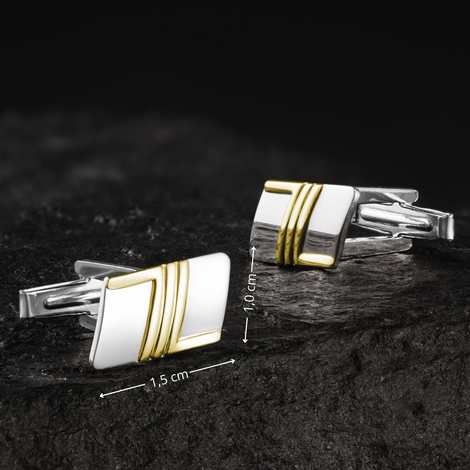 Gemelli Da Uomo In Argento 925 Con Finiture Dorate A Strisce