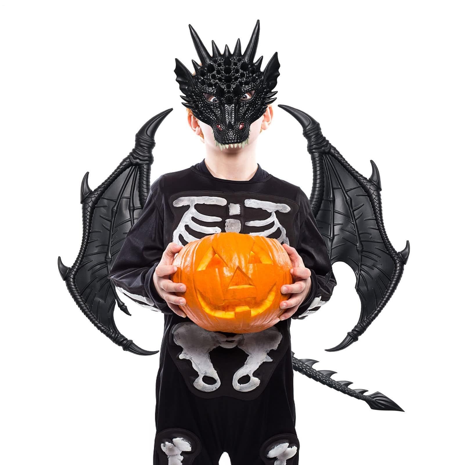 Costume da drago per bambini | Costume di Halloween per bambini | Set completo per teatro scolastico di carnevale in maschera