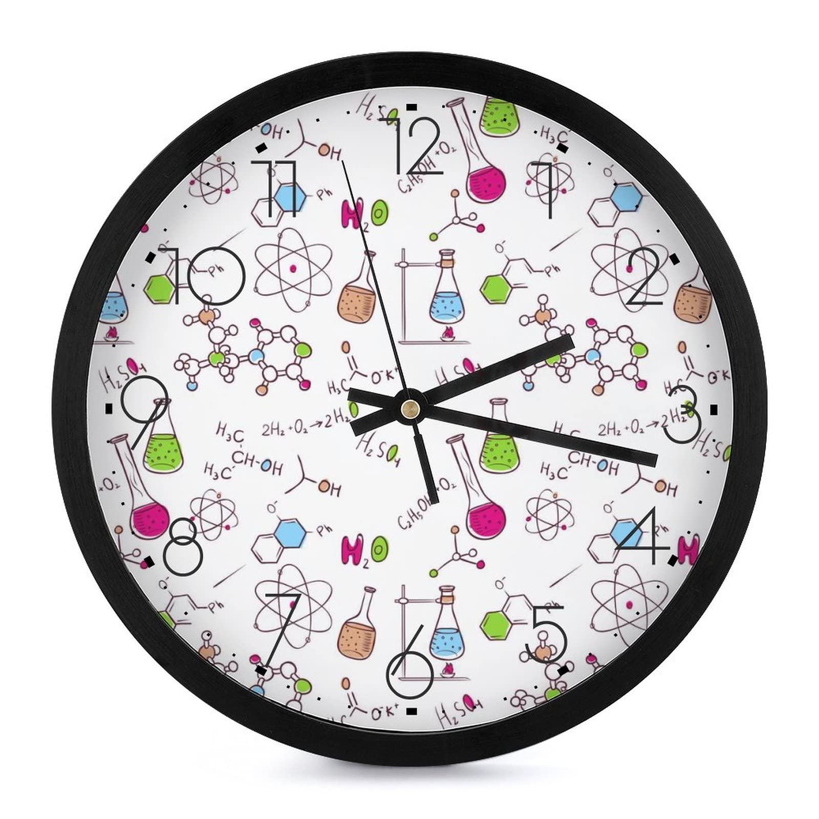 Horloge murale chimie moderne 25.4cm anti-bruit pour travailler sans tic-tac