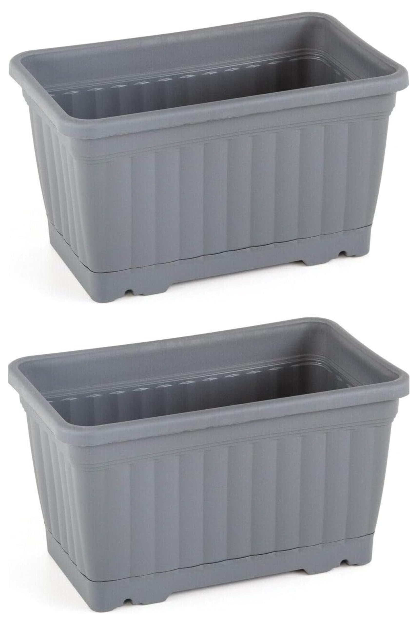 Tamersgifts 2x 30cm Flower Window Box Plastic Vegetable Planters for for Windowsill, Patio, Garden, Home Décor, Porch (Anthracite)