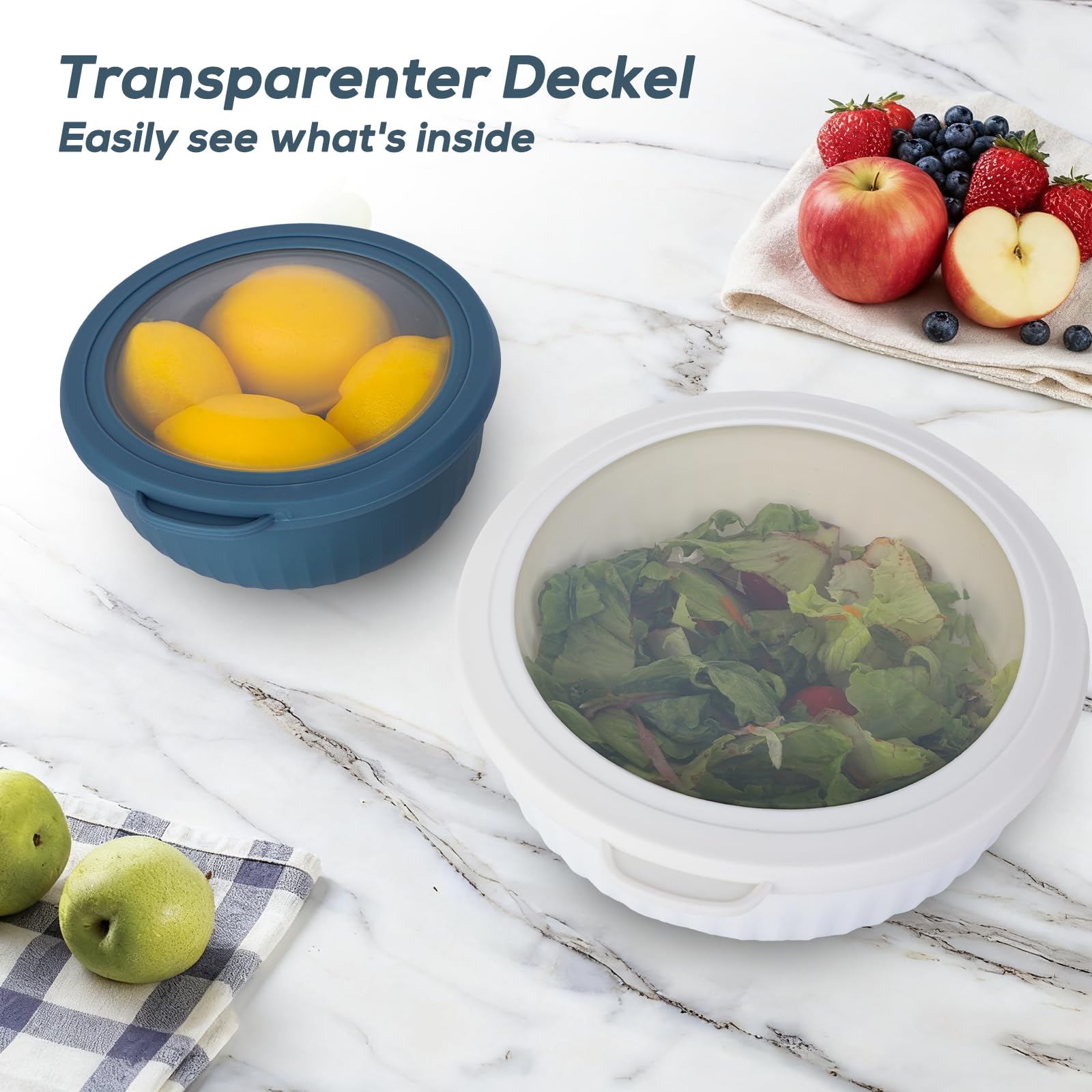 Cozary 4 pezzi Insalatiera con Coperchio, Ciotole Plastica (400ML, 780ML,1400ML, 2200ML), Impilabili, Insalatiera per Ciotole da Dessert per Campeggio, Senza BPA, Adatto a Microonde e Lavastoviglie