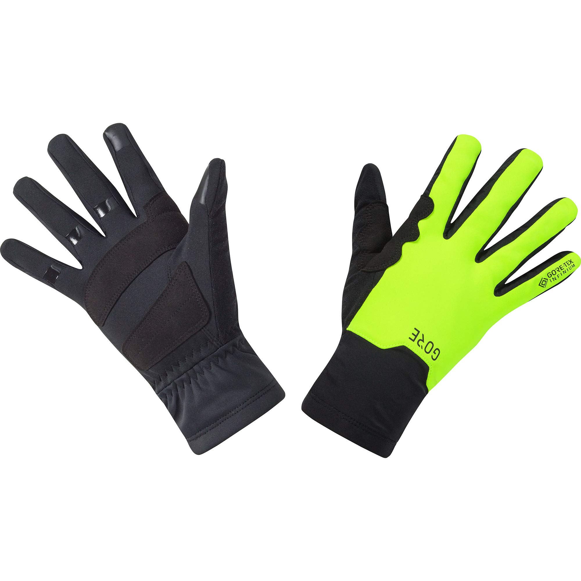 GOREWEAR M WINDSTOPPER Mid Gloves, Black / Neon Yellow, 6