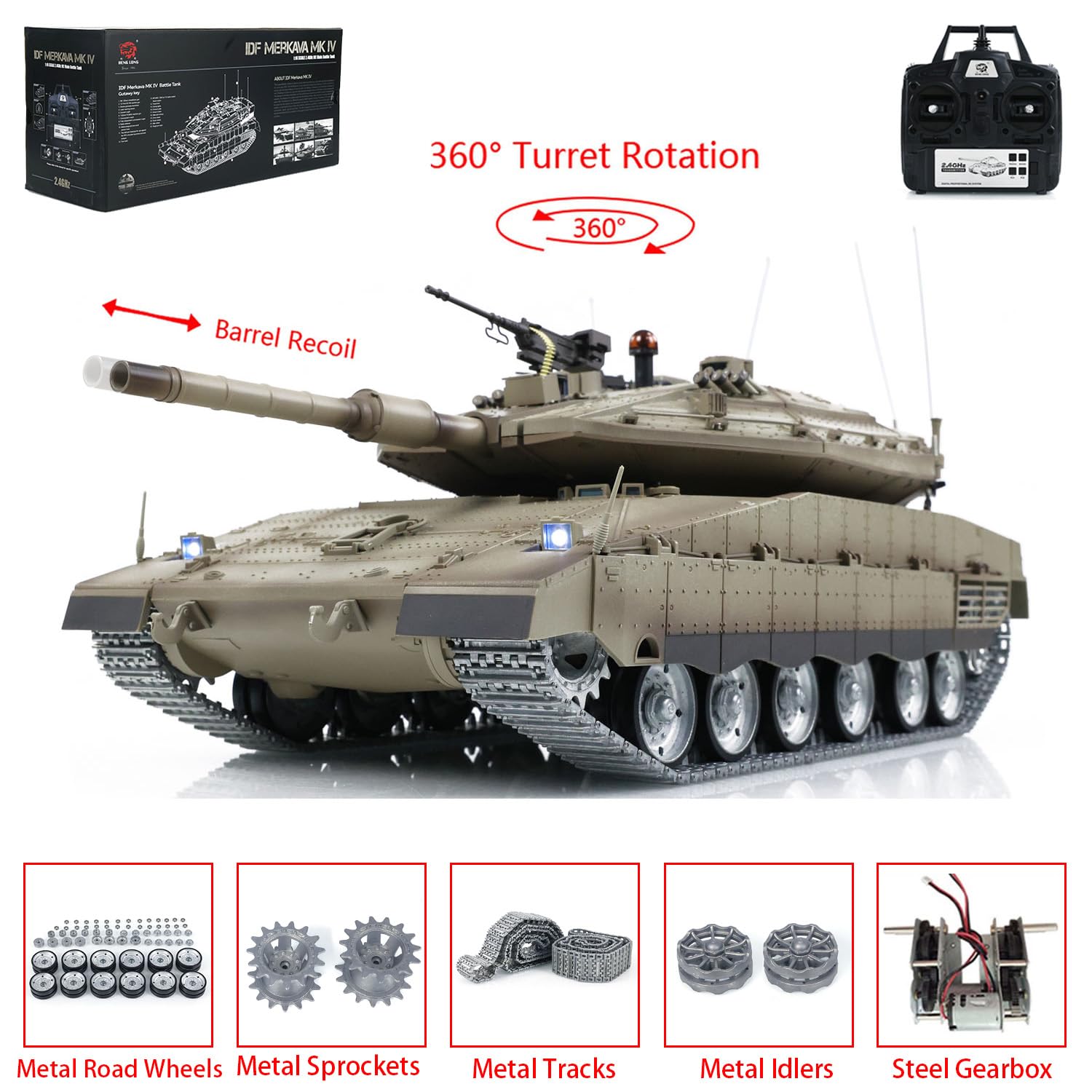 Amazon.com: wheelfun 1/16 RC Tank IDF Military Merkava MK IV Metal