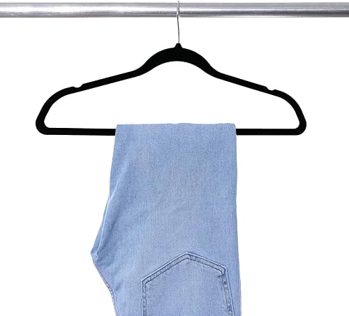 Miniatura 7 de Paquete de 10 perchas con revestimiento de goma antideslizante, ahorro de espacio, duraderas, suaves, para ropa, perchas negras para armario,