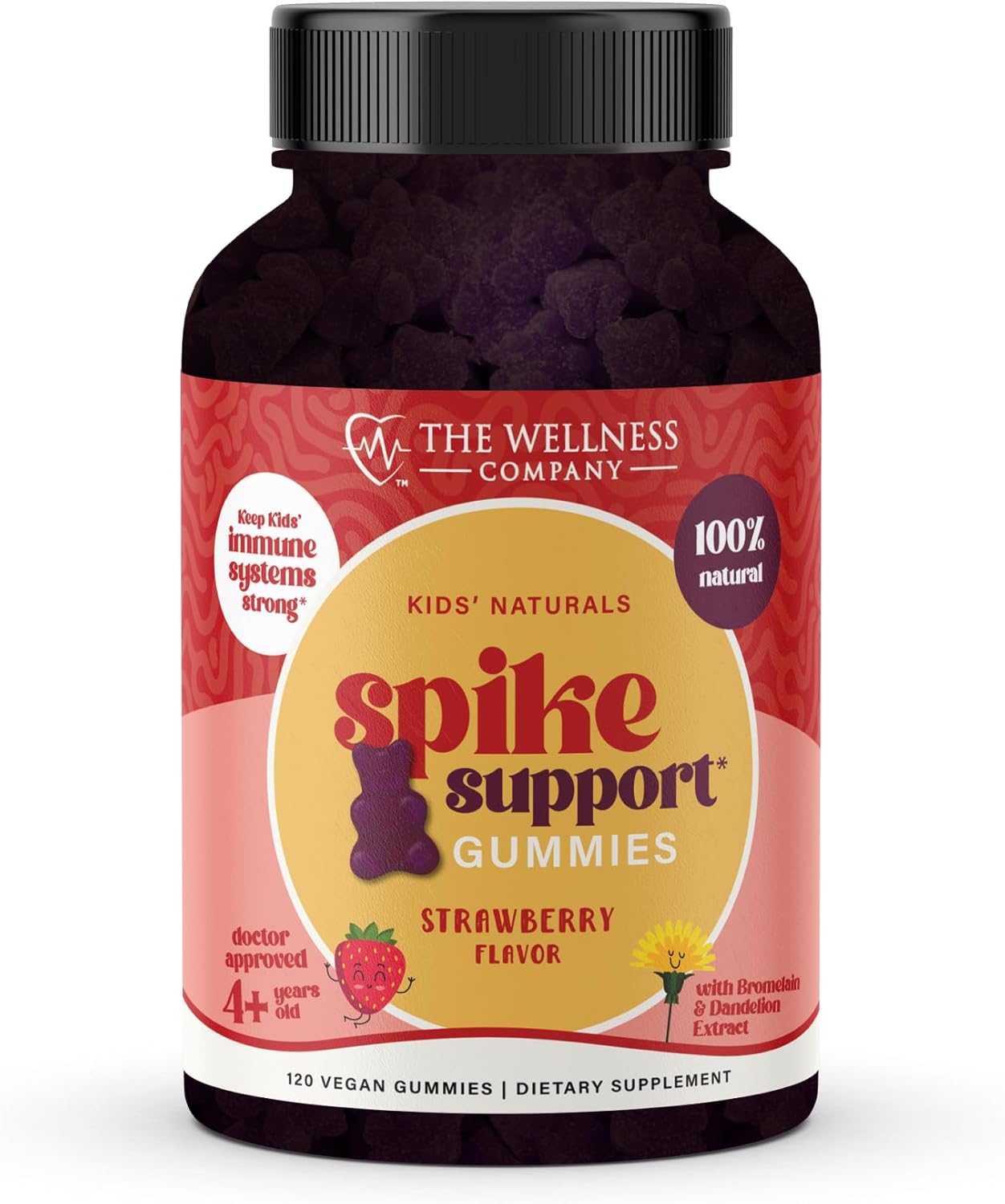 Kids Naturals Spike Support Gummies – Year-Round Wellness with Vitamin C, D & Zinc | 120ct (2 Month Supply)