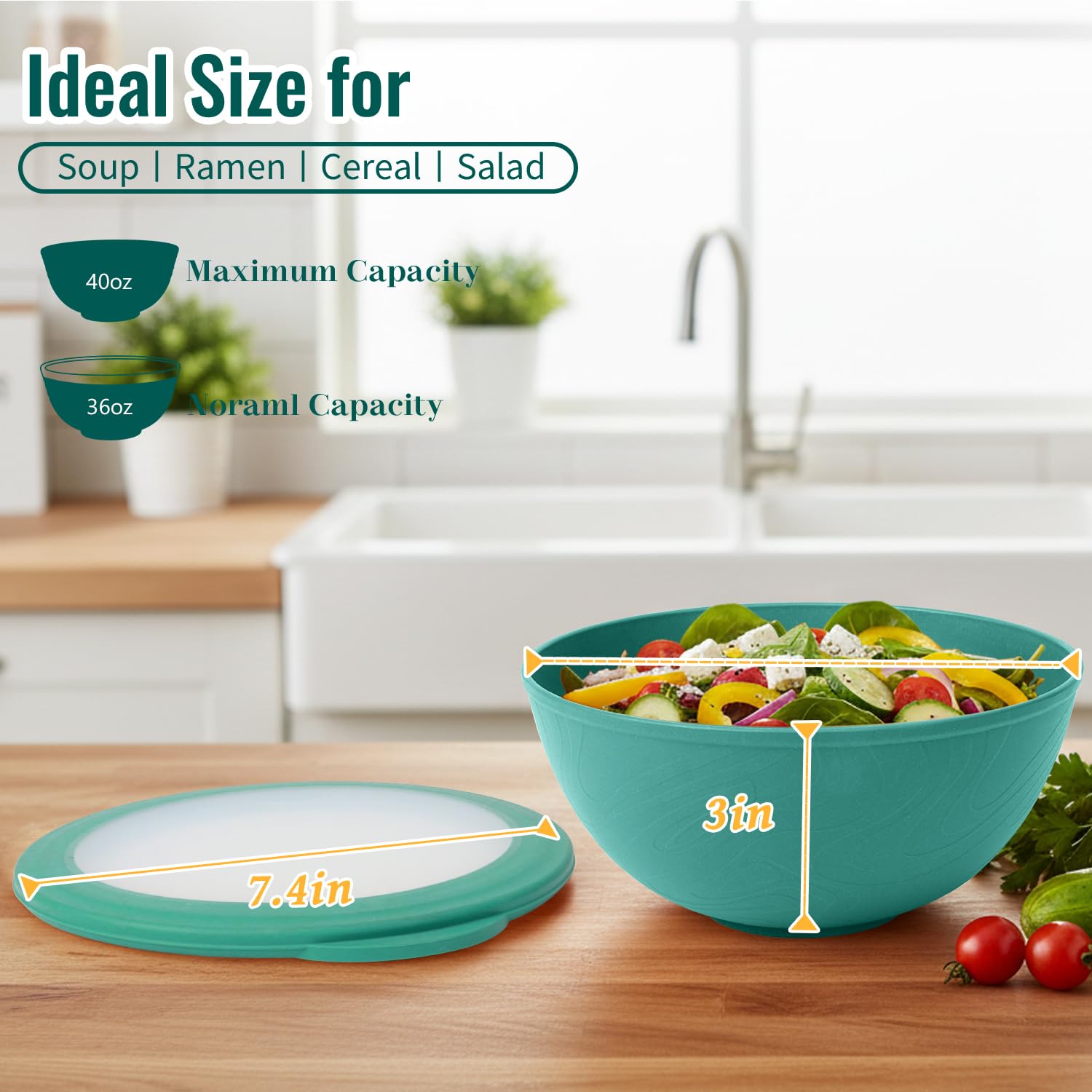 Amazon.co.jp: BUSOKIP 40オンス プラスチックボウル 蓋付き 壊れない