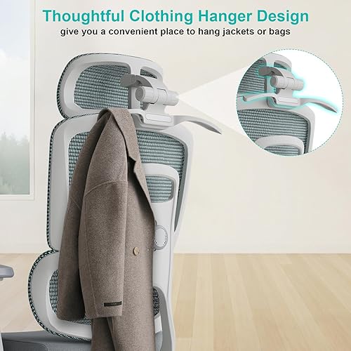 Miniatura 7 de Silla de oficina ergonómica grande y alta, silla de computadora de malla con respaldo doble con brazos ajustables 3D y soporte lumbar, asiento extra