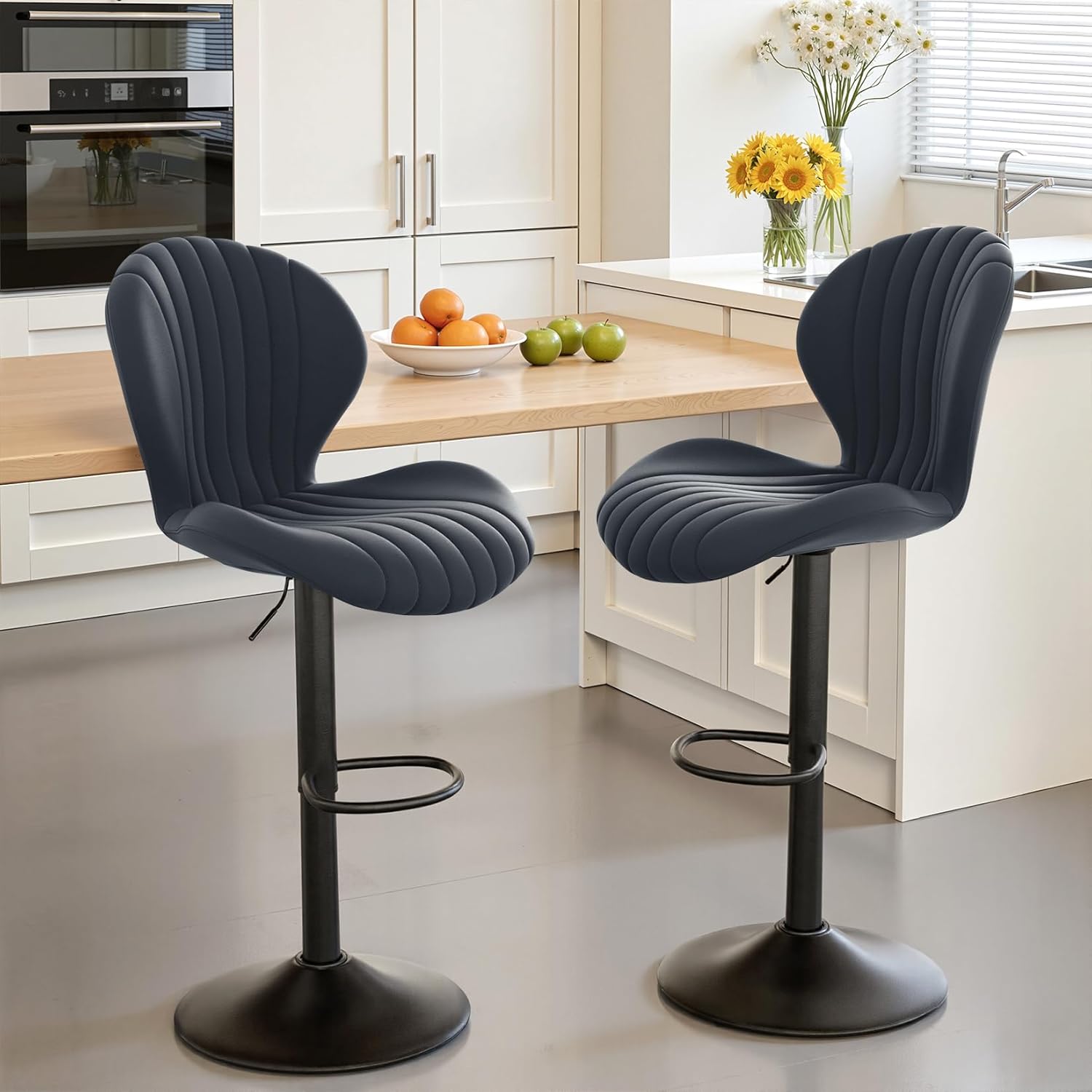 Amazon.com: Bar Stools Set of 2, Modern Swivel Counter Height Bar ...