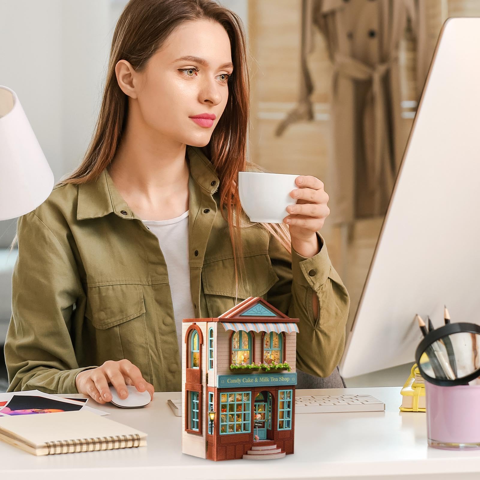 Kit fai da te, mini casa in legno, fatto a mano, artigianato in miniatura