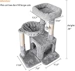 Pesofer Cat Tree, Small Cat Tower with Sisal Scratching Post, Deep Basket Light Gray