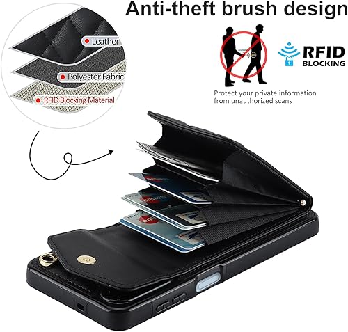 Miniatura 9 de Asuwish Funda de teléfono para Samsung Galaxy A13 4G5G con protector de pantalla de vidrio templado y correa para la muñeca con bloqueo RFID,