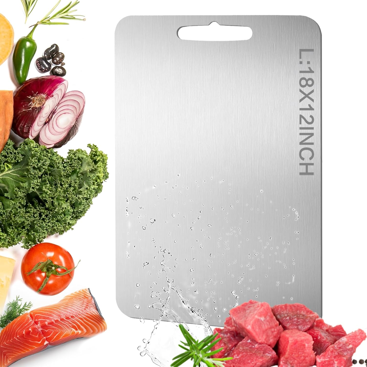 Titanium Cutting Board - Dishwasher Safe, Double Sided Non-Slip Titanium Cutting Boards for Kitchen, Durable & Easy to Clean & Odor Resistant, For Kitchen, Camping, BBQ (Large)