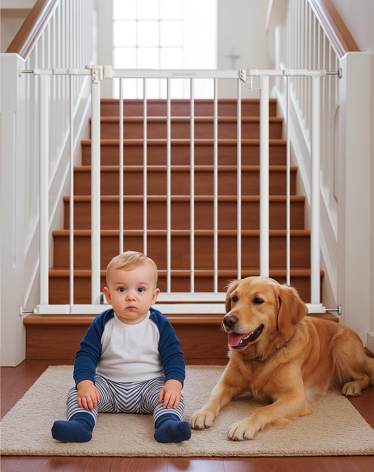 Baby Gate for Stairs,28.5"-40" Adjustable Width, 36" Height, Dog Gate for Doorways with Pressure & Wall Mount Kits, Baby Safety Gate for Stairs,