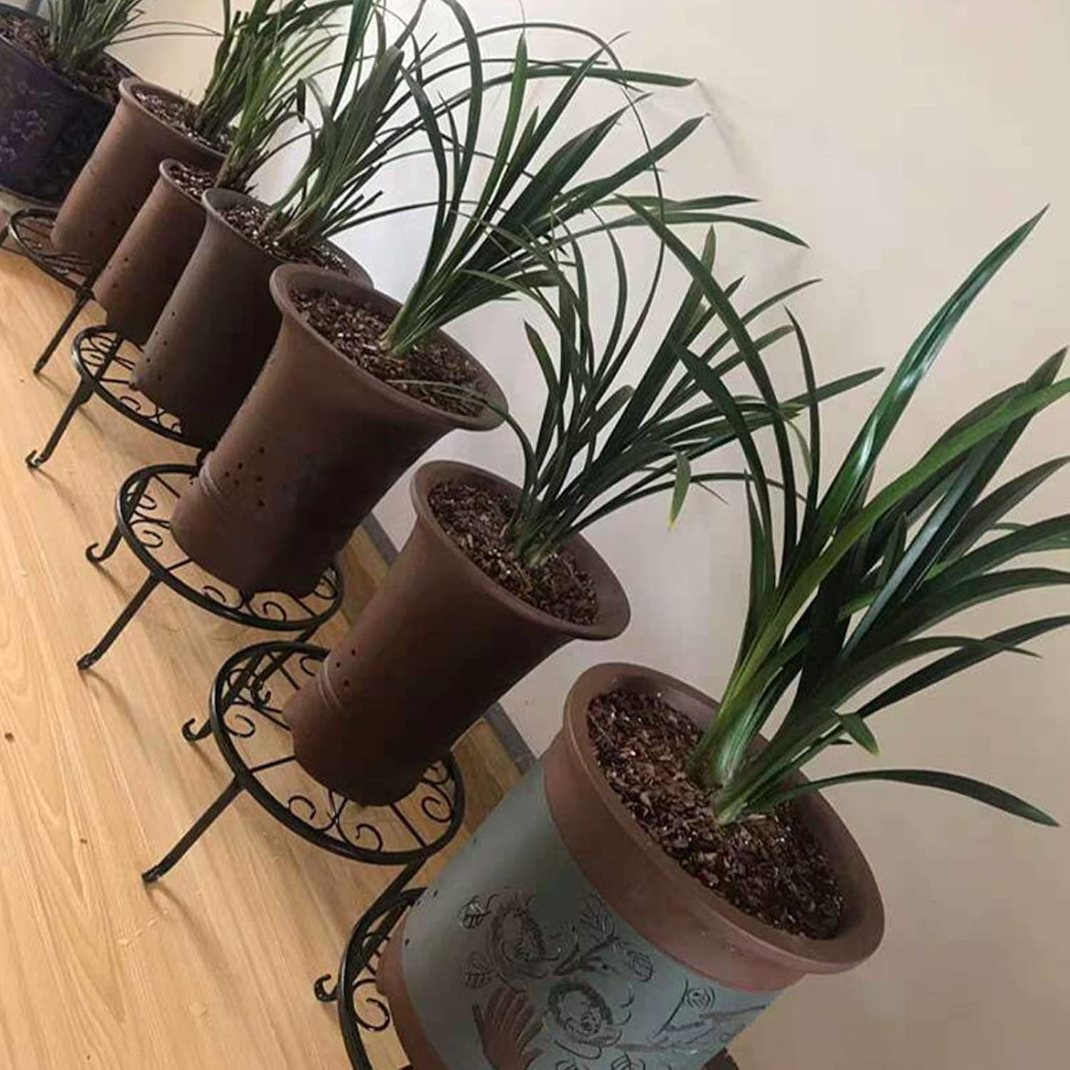3 Pack Metal Potted Plant Stands, Round 9 inch Flowerpot Plant Holder for Home Garden Patio Balcony (Black)