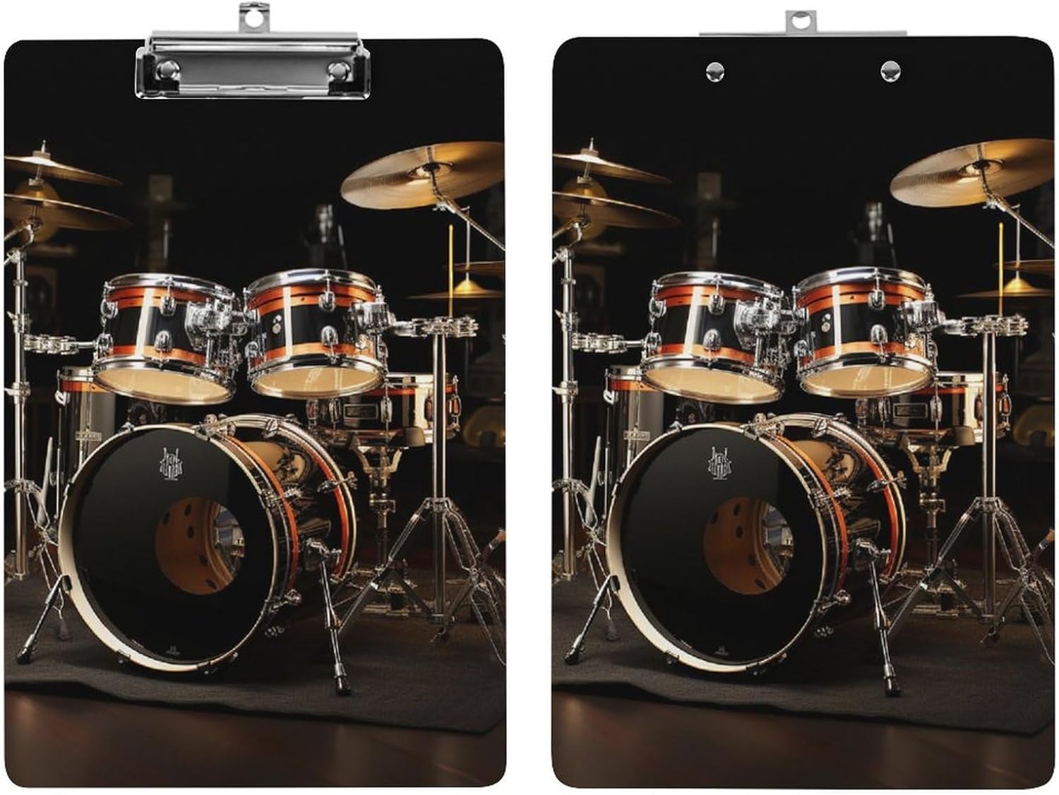 Acrylic Clipboard 12.5 X 8.5 in, Drum Set Printed A4 Letter Size Clipboard Plastic Clipboard with Low Profile Clip for Nurse、 Teacher, Office and School Supplies