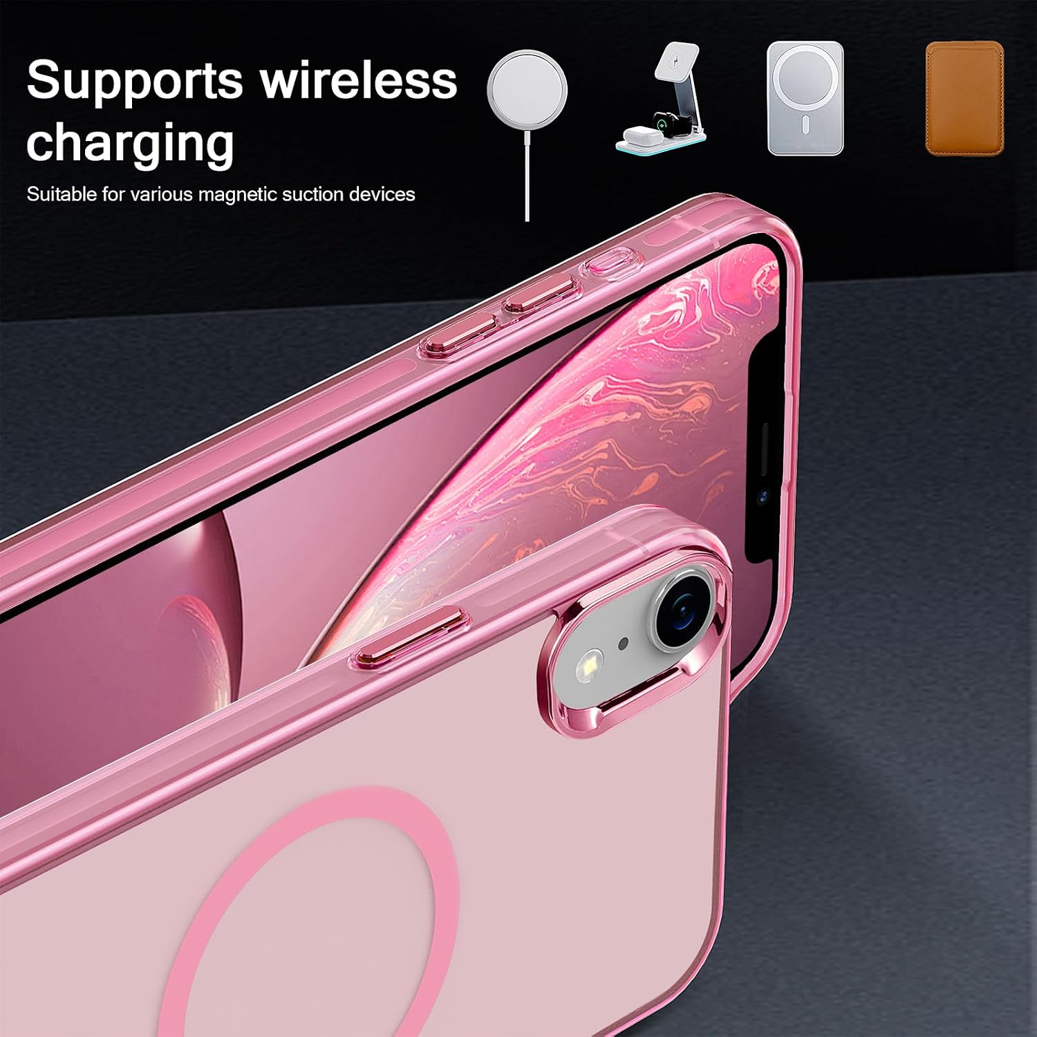 S. Tedazo Magnetic Case for iPhone XR (6.1 inch) Compatible with Magsafe,[Not Yellowing] Slim Thin Shockproof iPhone XR Case-Pink image 3