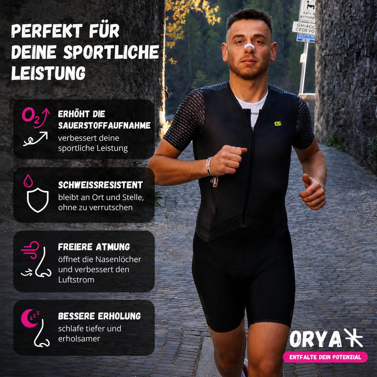 ORYA, 30 Stück Nasenpflaster Schnarchen, Sport Nose Strips, Atmungshilfen und Schnarchstopper, Rose