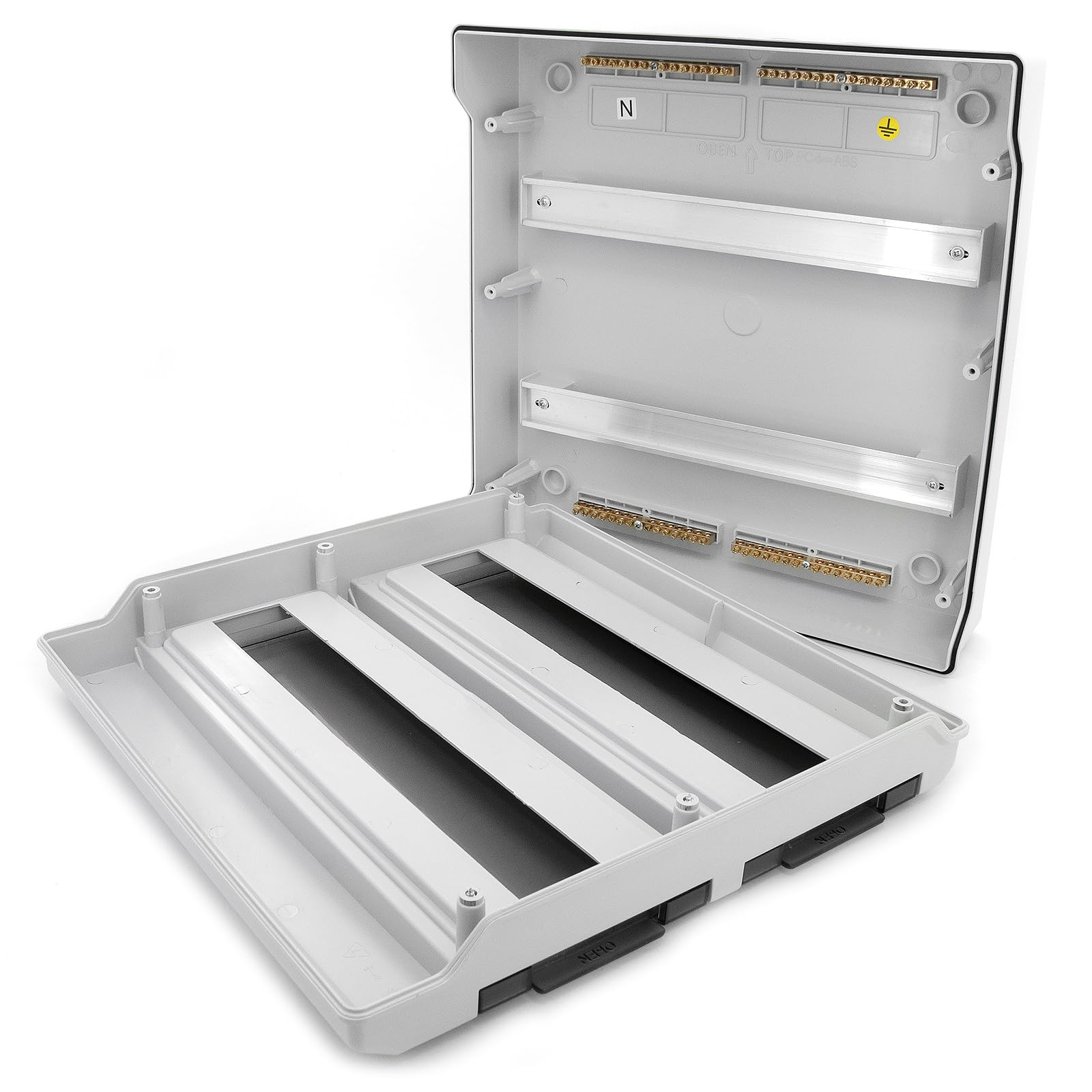 ELS Elektrotechnika Caja de fusibles de superficie IP66 caja de distribución | 36 módulos (2 x 18) de 2 filas con puerta transparente para exterior