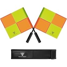 Great Call Athletics | Soccer Referee Flag Pro Set with Case | Water Proof Assistant Linesman Yellow Orange Checker Style