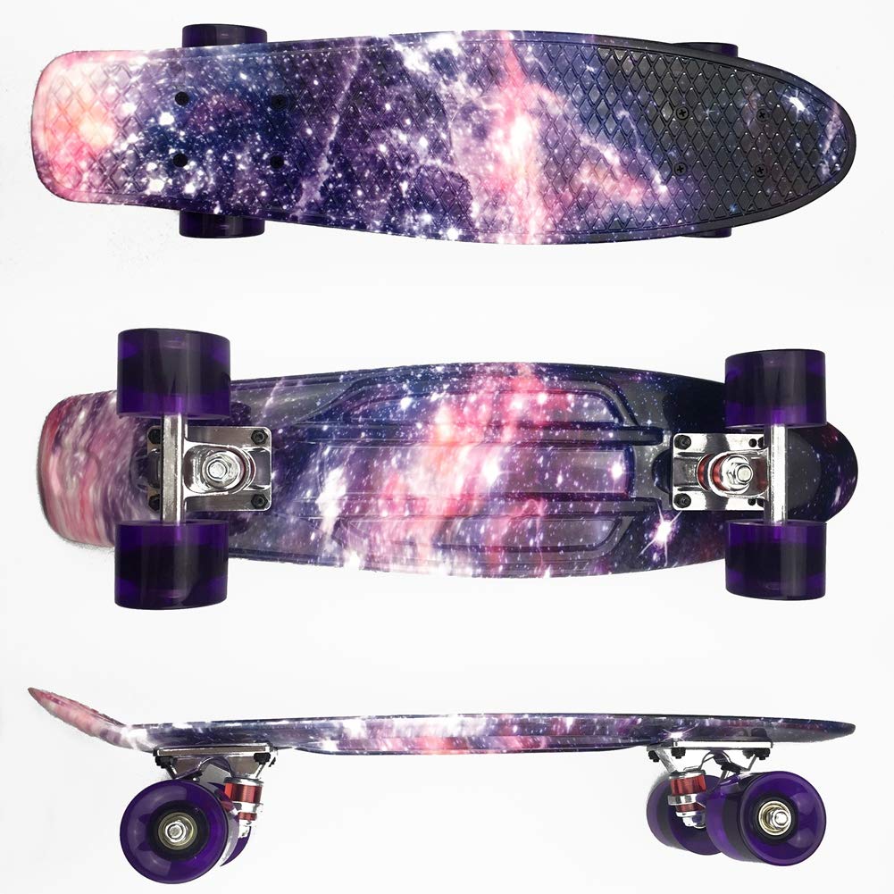 GUOCU Deskorolka dla dzieci i młodzieży Mini Cruiser deskorolka z deską z tworzywa sztucznego ABEC-7, łożyska kulkowe 56 x 15 x 12 cm